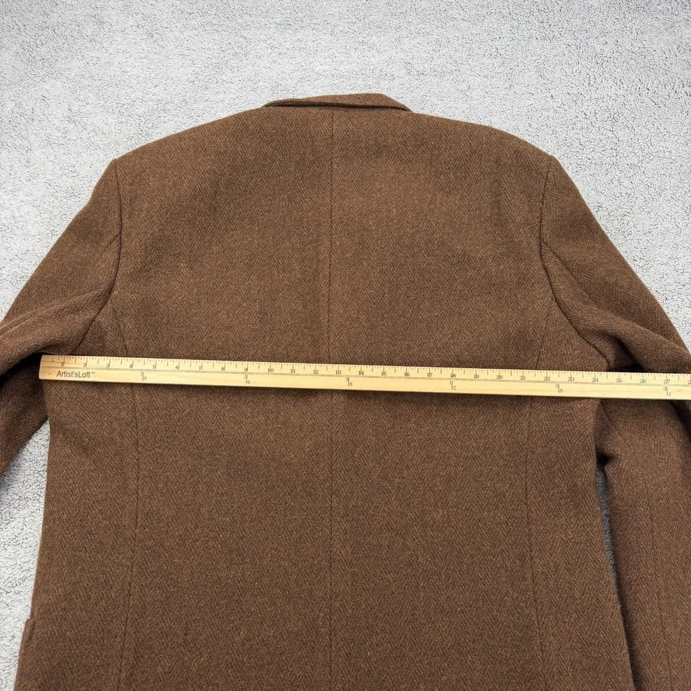 Vintage LL Bean Sport Coat Men 44 Tall Brown Herringbone Tweed Wool Blend Blazer